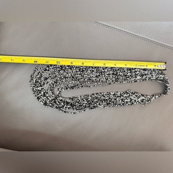 Seed Bead ‘non metal’ Costume Necklace Statement Jewelry Black and White 5385 B - Picture 7 of 10